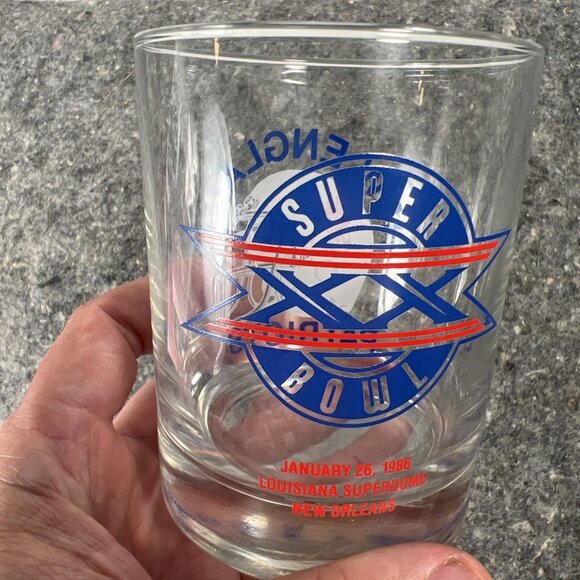 Vintage 1986 New England Patriots Super Bowl XX Champions Glass Tumbler Rocks - Picture 10 of 10